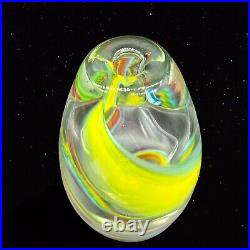 Murano Art Glass Vase Multi color Swirls Paperweight 9T 2W Vintage