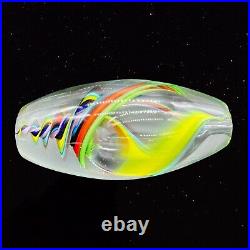 Murano Art Glass Vase Multi color Swirls Paperweight 9T 2W Vintage