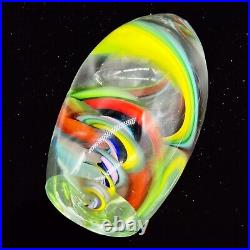 Murano Art Glass Vase Multi color Swirls Paperweight 9T 2W Vintage