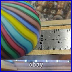 Murano Fratelli Toso A Canne Rainbow Matte Satin Ribbon Glass Paperweight 3