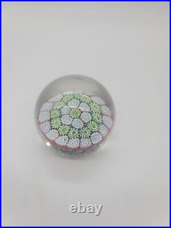 Murano Hand Made Art Glass Paperweight Globe Flower Millefiori Canes