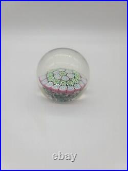 Murano Hand Made Art Glass Paperweight Globe Flower Millefiori Canes