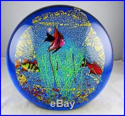 Murano Large Italian Art Glass Fish Bowl Paperweight Gold Aventurine