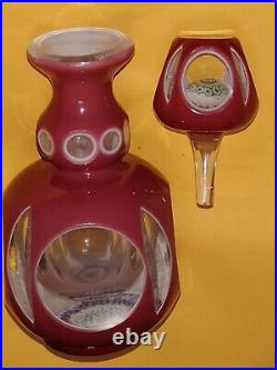 Murano Millefiori Art Glass decanter paperweight faceted red to white to clear