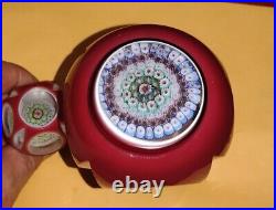 Murano Millefiori Art Glass decanter paperweight faceted red to white to clear