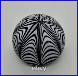 Murano Pulled Feather Matte Satin Art Glass Paperweight Attributed to Seguso