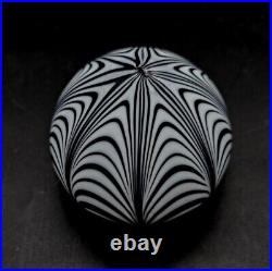 Murano Pulled Feather Matte Satin Art Glass Paperweight Attributed to Seguso