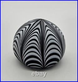 Murano Pulled Feather Matte Satin Art Glass Paperweight Attributed to Seguso