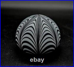 Murano Pulled Feather Matte Satin Art Glass Paperweight Attributed to Seguso