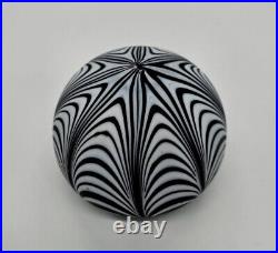 Murano Pulled Feather Matte Satin Art Glass Paperweight Attributed to Seguso