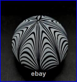 Murano Pulled Feather Matte Satin Art Glass Paperweight Attributed to Seguso