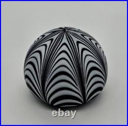 Murano Pulled Feather Matte Satin Art Glass Paperweight Attributed to Seguso