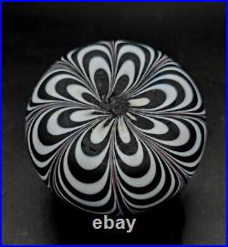 Murano Pulled Feather Matte Satin Art Glass Paperweight Attributed to Seguso