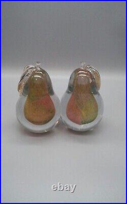 Murano Sommerso Style Art Glass Pear Paper weights/Bookends