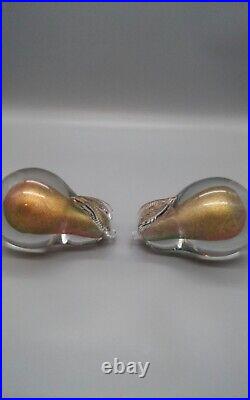 Murano Sommerso Style Art Glass Pear Paper weights/Bookends