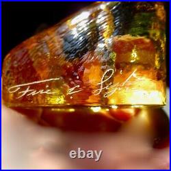 NEW CITRUS! Heart paperweight, Fire and Light Glass, SIGNED w box! 1st quality