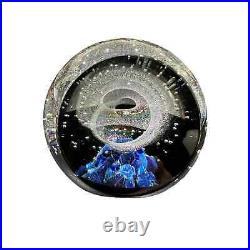 NEW Galaxy Orb 4 Swirls Dichroic Glass World Paperweight Signed Garrelts Glass