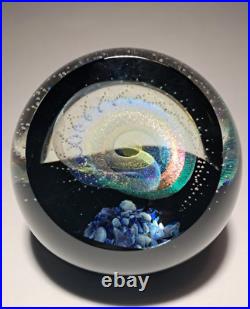 NEW Galaxy Orb 4 Swirls Dichroic Glass World Paperweight Signed Garrelts Glass