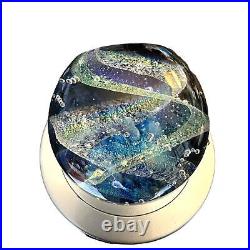 NEW Galaxy Orb 4 Swirls Dichroic Glass World Paperweight Signed Garrelts Glass