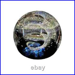 NEW Galaxy Orb 4 Swirls Dichroic Glass World Paperweight Signed Garrelts Glass