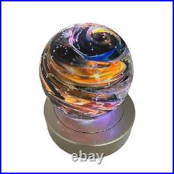 NEW Rocky Earth 3 Brown Orb Paperweight Bullicante Bubbles Signed Scotty G