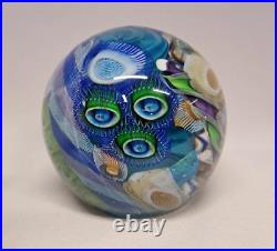 NEW Seascape Inspired Murrine & Cane 4 Glass Paperweight Signed S. Garrelts