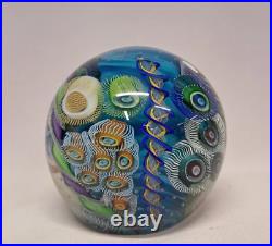 NEW Seascape Inspired Murrine & Cane 4 Glass Paperweight Signed S. Garrelts