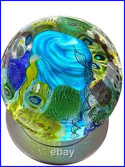 NEW Seascape Inspired Murrine & Cane 4 Glass Paperweight Signed S. Garrelts