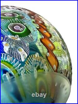 NEW Seascape Inspired Murrine & Cane 4 Glass Paperweight Signed S. Garrelts