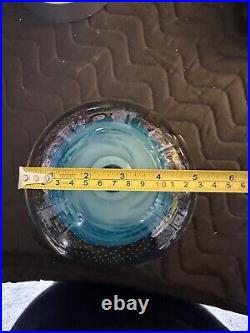 NEW Seascape Inspired Murrine & Cane Small Disc Art Glass Signed S. Garrelts