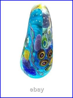 NEW Seascape Inspired Murrine & Cane Small Paddle Paperweight Signed S. Garrelts