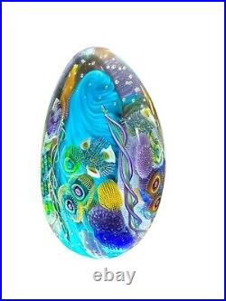 NEW Seascape Inspired Murrine & Cane Small Paddle Paperweight Signed S. Garrelts