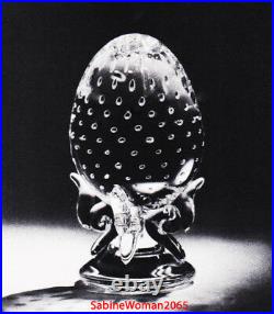 NEW in BOX STEUBEN Glass BUBBLED EGG ornament paperweight faberge MCM heart art