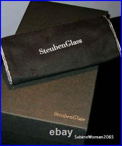 NEW in BOX STEUBEN Glass BUBBLED EGG ornament paperweight faberge MCM heart art