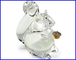 NEW in BOX STEUBEN glass CHUBBY SQUIRREL 18K GOLD ACORN ornament heart love art