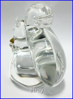 NEW in BOX STEUBEN glass CHUBBY SQUIRREL 18K GOLD ACORN ornament heart love art