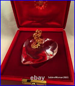 NEW in RED BOX STEUBEN glass HEART & KEY 18K GOLD JAMES HOUSTON Crystal love