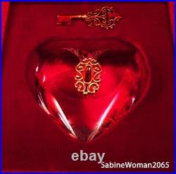 NEW in RED BOX STEUBEN glass HEART & KEY 18K GOLD JAMES HOUSTON Crystal love