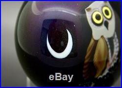 ORIENT AND FLUME Moon & Night Owl Art Glass Unique Paperweight, Apr 2.5Hx3.5W