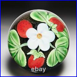 Orient & Flume Art Glass 1983 strawberries and blossom paperweight, by Ed Seaira