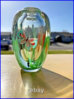 Orient & Flume Art Glass Butterfly Vase-Scott Beyers, Paperweight