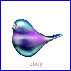 Orient & Flume Cobalt Blue Iridescent Bird Figurine Paperweight Signed