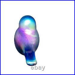 Orient & Flume Cobalt Blue Iridescent Bird Figurine Paperweight Signed