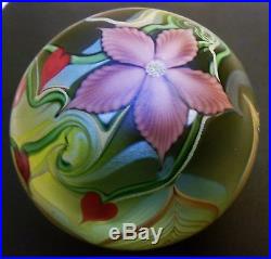 Orient & Flume Hearts Flower Pulled Leaf Glass Paperweight Numbered & Dated 1981