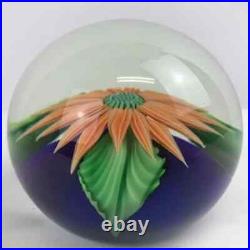 Orient & Flume Realistic Orange Flower Lampwork Paperweight Vintage Beyers withBag