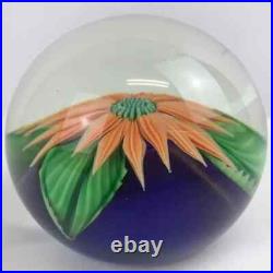 Orient & Flume Realistic Orange Flower Lampwork Paperweight Vintage Beyers withBag