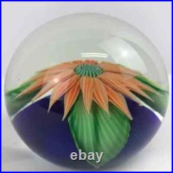 Orient & Flume Realistic Orange Flower Lampwork Paperweight Vintage Beyers withBag