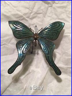 Orient & Flume Signed Butterfly on Iridescent Blue 1977