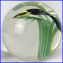 Orient & Flume Yellow Headed Blackbird Lampwork 1985 Seaira Paperweight Bag Cert