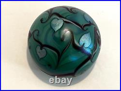 Orient and Flume Studio Art Glass paperweight Hearts and Vines